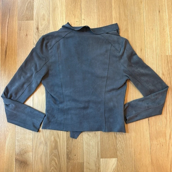 Blank NYC Motorcycle Jacket Faux Suede Drape Front Gray Medium - Picture 5 of 8